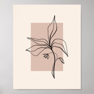 Modern Minimalist Line Art Flower Poster