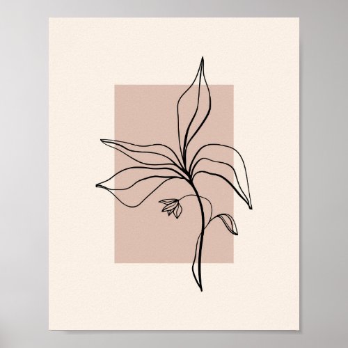 Modern Minimalist Line Art Flower Poster