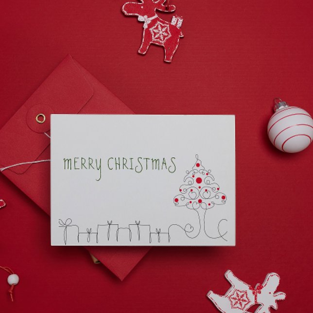 Modern Minimalist Line Art Holiday Card (Creator Uploaded)