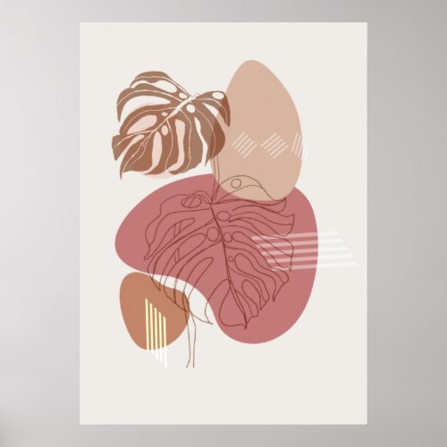 Modern minimalist line drawing plant print