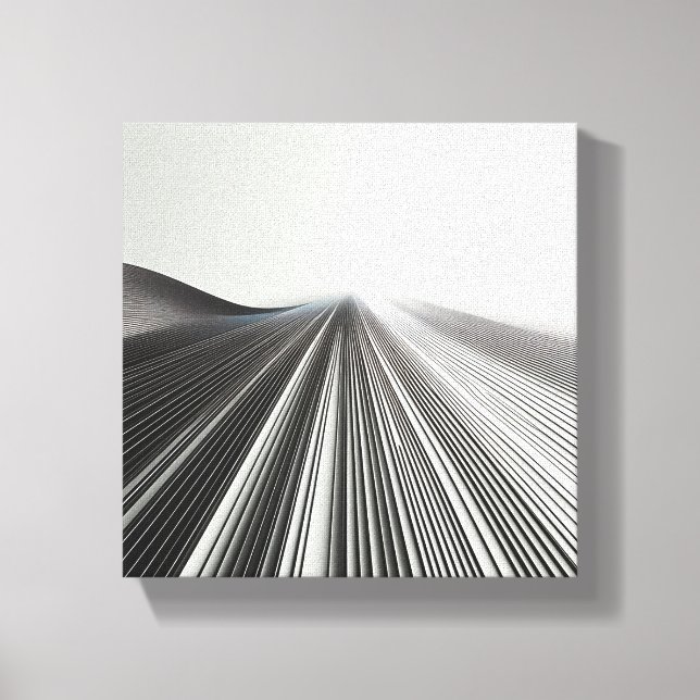 Modern Minimalist Linear Perspective - Abstract 3D Canvas Print (Front)