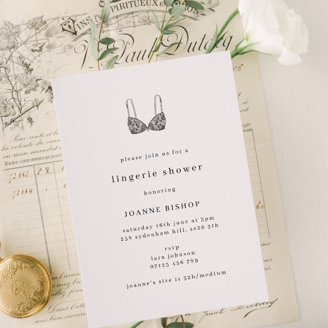 Modern Minimalist Lingerie Bridal Shower Invitation (Creator Uploaded)