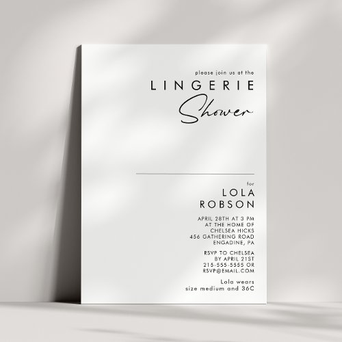 Modern Minimalist Lingerie Shower Invitation