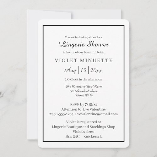 Modern Minimalist Lingerie Shower Invitation v2