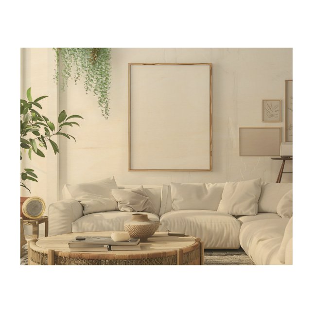 Modern Minimalist Living Space Wood Wall Art (Front)