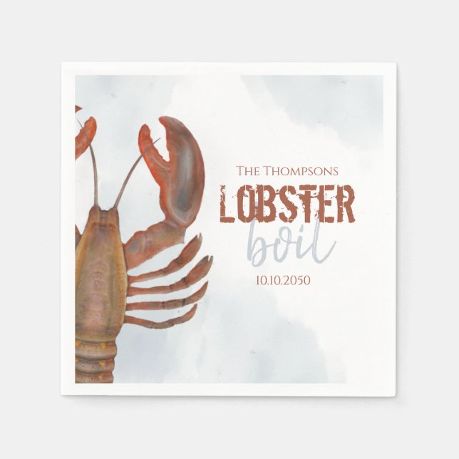Modern Minimalist Lobster Boil Seafood  Napkins (Front)