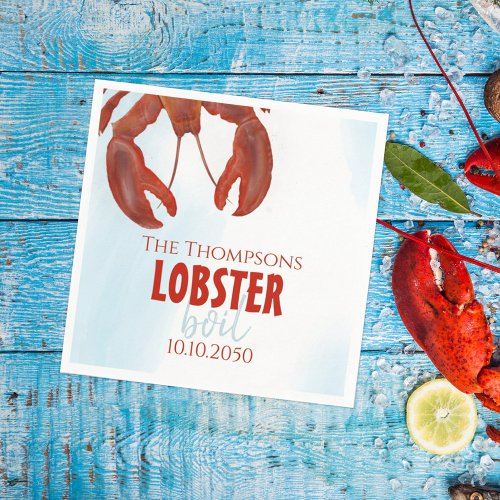 Modern Minimalist Lobster Boil Seafood Napkins