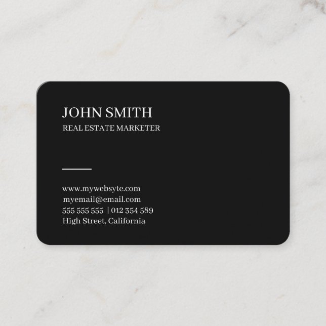 Modern Minimalist Logo Black Business Card (Front)