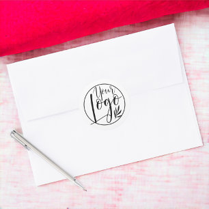 Modern minimalist Logo branding black white Classic Round Sticker