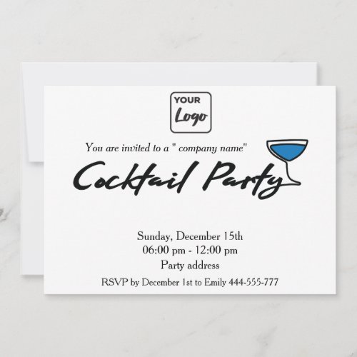 Modern  minimalist logo cocktail party corporate invitation