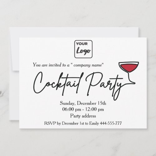 Modern  minimalist logo cocktail party corporate invitation