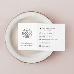 Modern Minimalist Logo | Custom Icons Social Media Business Card<br><div class="desc">A simple custom icon business template in a modern minimalist style on a clean white background with a semi-transparent soft gray panel. The versatile template can easily be updated with your company logo, graphic or photo, name, title, address, phone, mobile, email and social media usernames (for Instagram and Facebook). The...</div>