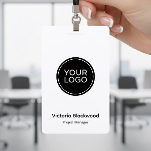 Modern Minimalist Logo ID Badge   Custom Company 