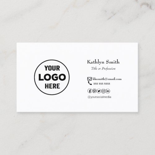 Modern Minimalist LOGO Photo QR Code Professional Business Card