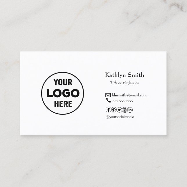 Modern Minimalist LOGO Photo QR Code Professional Business Card (Front)