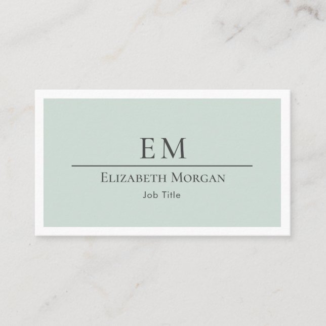Modern Minimalist Logo Sage Green Simple Business Card (Front)