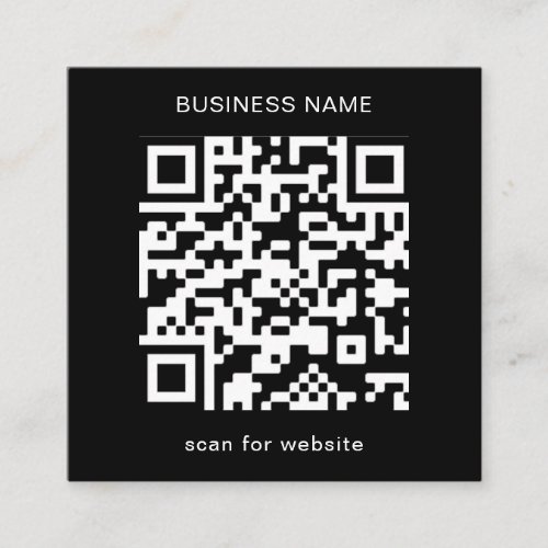 Modern Minimalist Logo Simple QR Code Black Square Business Card