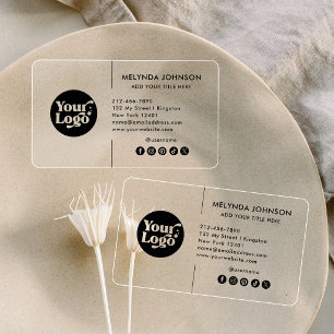 Modern Minimalist Logo Social Media Transparent Clear Business Cards