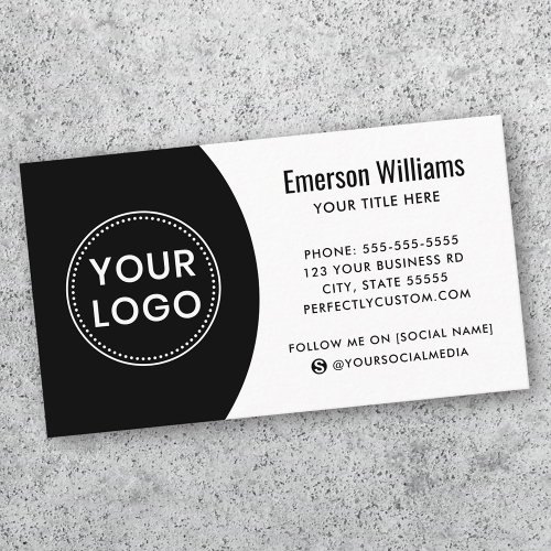 Modern minimalist logo social media white black business card