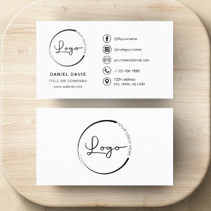 Modern Minimalist Logo with Social Media Icons Business Card