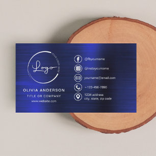 Modern Minimalist Logo with Social Media Icons Business Card