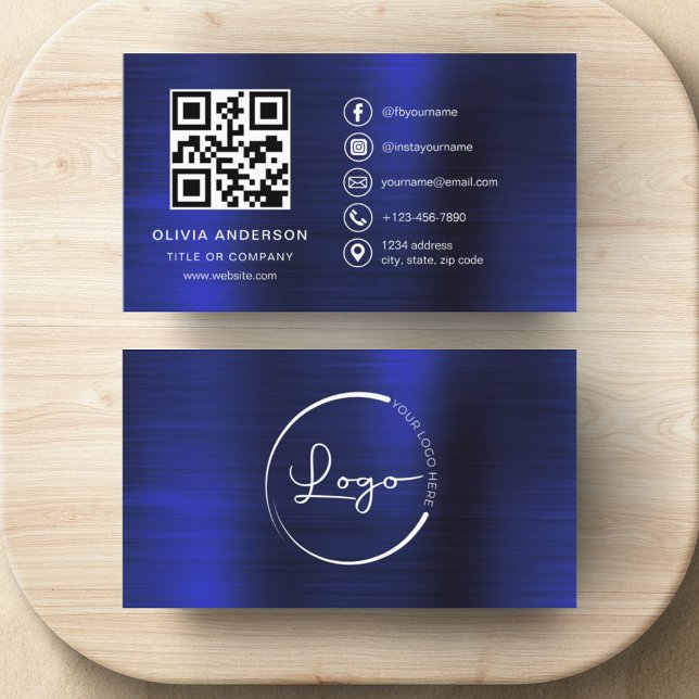 Modern Minimalist Logo with Social Media Icons Business Card (Creator Uploaded)