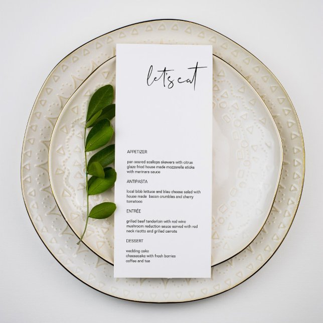 Modern Minimalist Long Let's Eat Wedding Menu (Creator Uploaded)