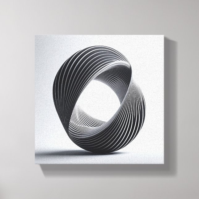 Modern Minimalist Loop Art - Abstract 3D twisted  Canvas Print (Front)