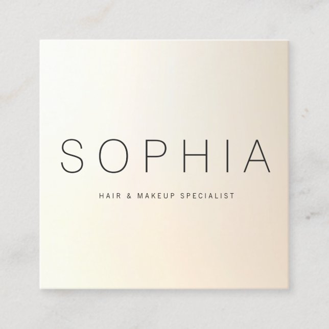 Modern Minimalist Luminous Ivory Cream Square Business Card (Front)