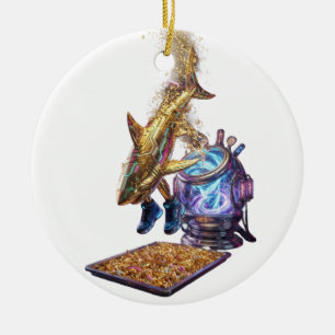 Modern Minimalist Luxury Cyber Shark  Ceramic Ornament
