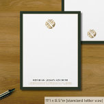 Modern Minimalist Luxury Letterhead<br><div class="desc">Make a professional statement with our Modern Minimalist Luxury Letterhead. This letterhead design features a modern geometric logo that is customizable as a template, along with your company name and contact information elegantly presented in golden classic typography, framed in dark green. Each sheet exudes professionalism and sophistication, making it perfect...</div>