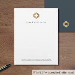 Modern Minimalist Luxury Letterhead<br><div class="desc">A luxurious custom business letterhead template in a modern dual-sided style with a clean simple white front and solid blue-gray back. This elegant template can be easily updated with your company logo and letterhead footer including your company's name, address, and contact information. The solid back features the logo in the...</div>