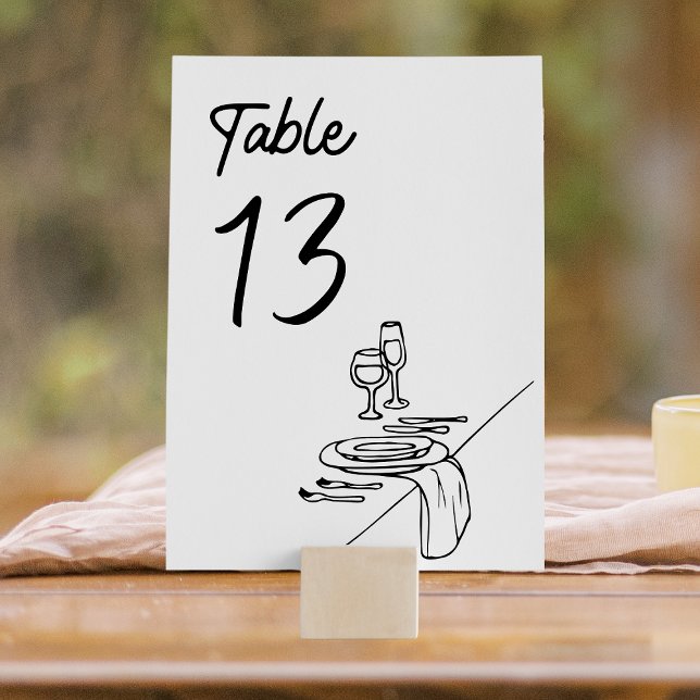 Modern Minimalist Luxury Wedding Hand-Drawn  Table Number (Effortless elegance for your reception—this hand-drawn table number design sets the perfect mood.)