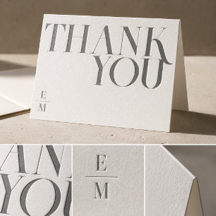 Modern Minimalist Luxury Wedding Thank You Letterpress Thank You Card