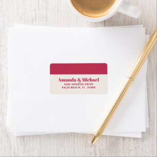 Modern Minimalist Magenta and Ecru Beige Label