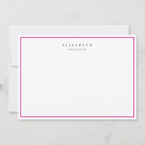 Modern Minimalist Magenta Pink Single Border     Note Card