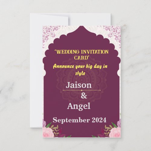 Modern Minimalist Magenta Stripe Wedding Invitation