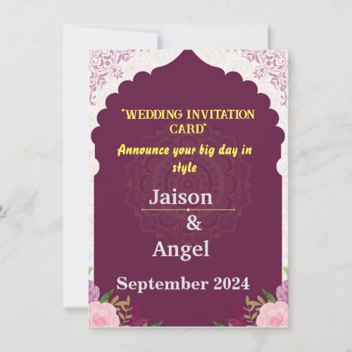 Modern Minimalist Magenta Stripe Wedding Invitation