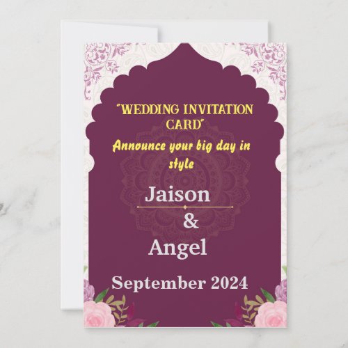 Modern Minimalist Magenta Stripe Wedding Invitation