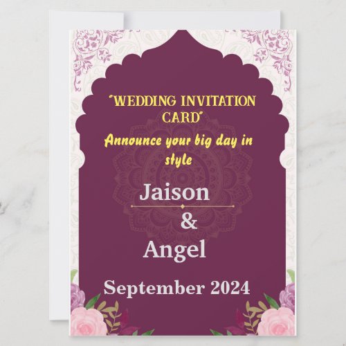 Modern Minimalist Magenta Stripe Wedding Invitation