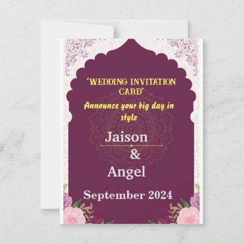 Modern Minimalist Magenta Stripe Wedding Invitation