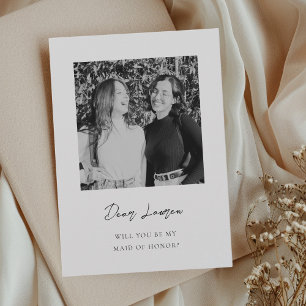 Modern Minimalist Maid of Honor Proposal Card