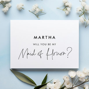 Modern minimalist Maid of honor proposal card
