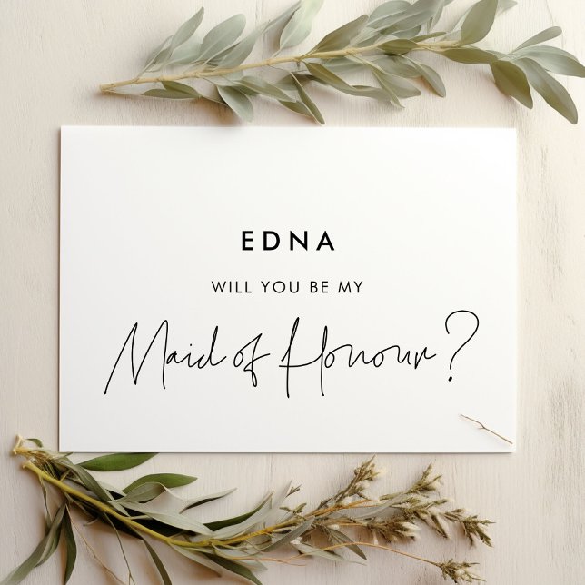 Modern minimalist Maid of honour proposal card (Creator Uploaded)