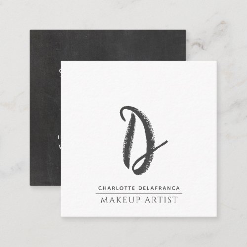 Modern Minimalist Makeup Artist Monogram Square Business Card