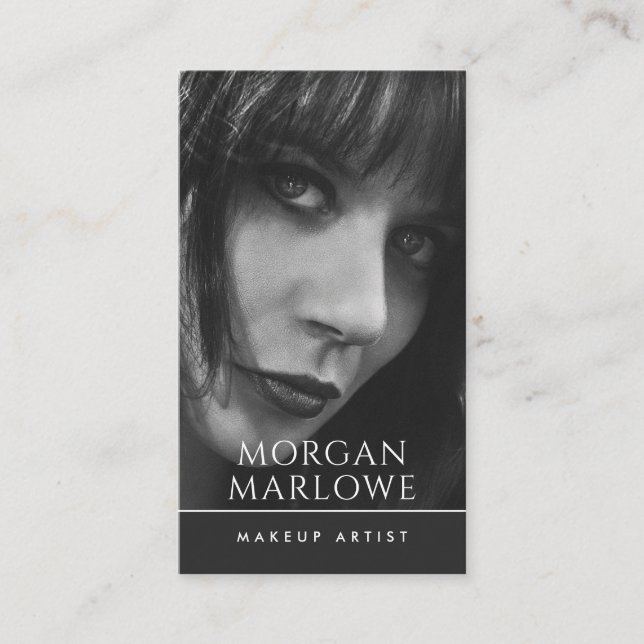Modern Minimalist Makeup Artist Photo   Business Card (Front)