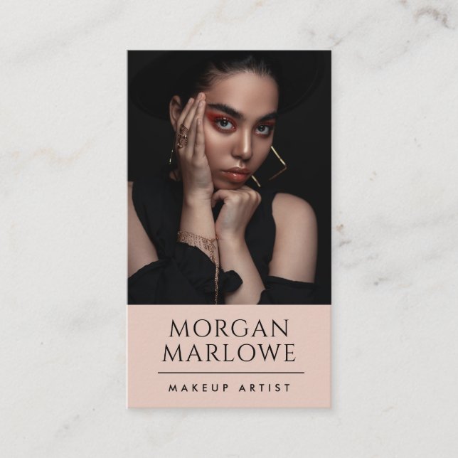 Modern Minimalist Makeup Artist Photo   Business Card (Front)