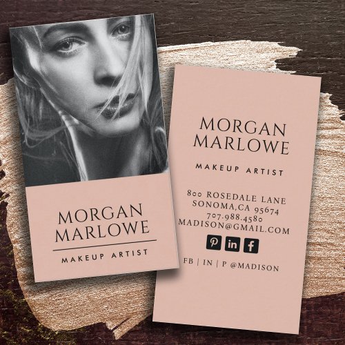 Modern Minimalist Makeup Artist Photo   Business Card
