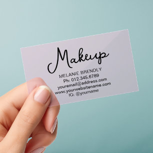 Modern Minimalist Makeup Artist Pink Transparent Clear Business Cards