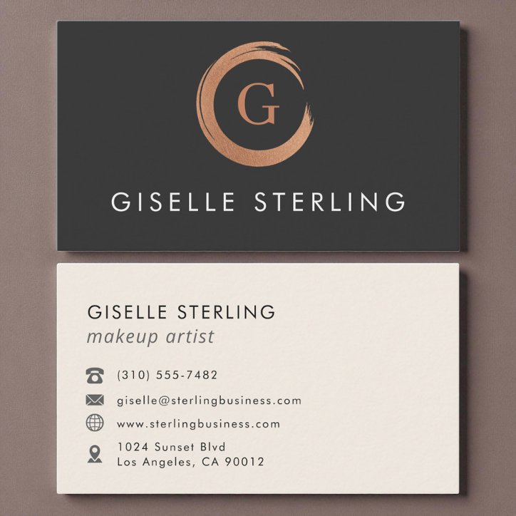 Modern Minimalist Makeup Artist Rose Gold Business Card